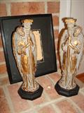 These matching, mirror-imgaed middle east Christian angels look down from heaven bringing with them the light that emanates from the candles. Approximatley 18" high and sold as set only.