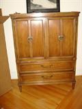 Nice solid wood hutch type chest. Part of and sold as complete bedroom set only. See additional photos.