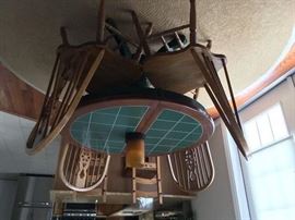 table is 41 inches and it has sides that can open into an oval table.