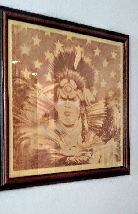 Hand signed Indian pencil art