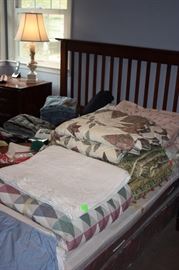 Queen bed and linens