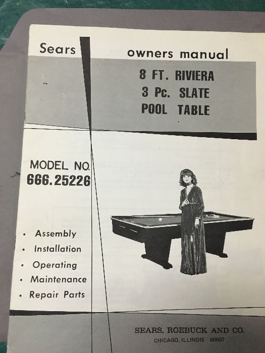 Vintage Sears Roebuck 8 ft pool table (actual photo coming soon)