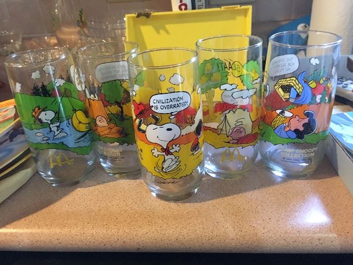 Camp Snoopy McDonald collector glasses, set of 5
