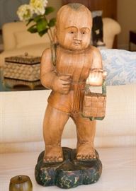 Wood Carving of Chinese Boy