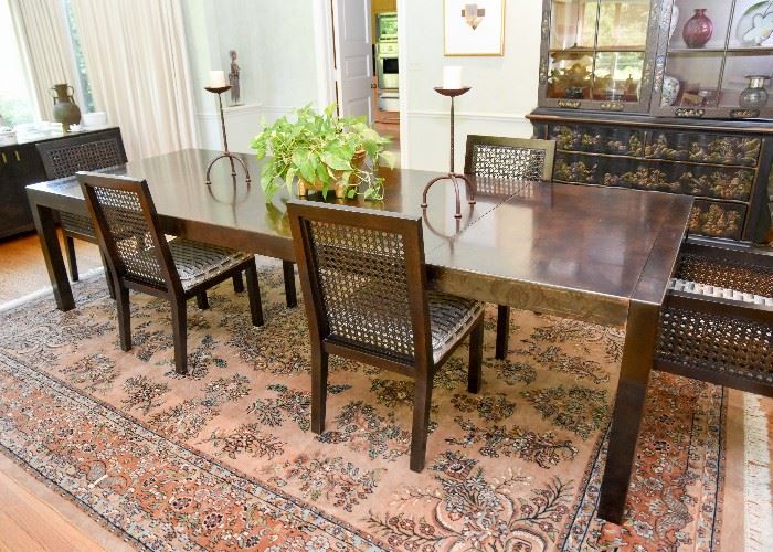 Large Dark Wood Dining Table with 6 Chairs
