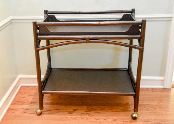 BUY IT NOW! Lot #113, Vintage Dark Wood Bar Cart with Removable Tray (Approx. 34" L x 20" W x 34" H), $200