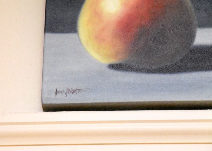 Original Still Life Oil Painting with Pears, Signed