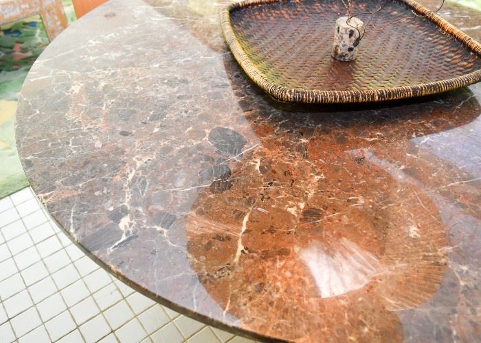 Unique Dining or Card Table with Terra Cotta Planter Base & Granite Top