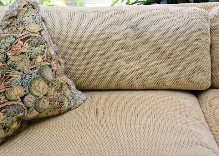 SOLD--Lot #116, Contemporary Beige 3-Seat Sofa (Approx. 112" L x 34" Deep x 28-1/2" H, Seat is 18-1/2" H), $500