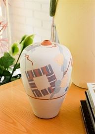 Contemporary Painted Terra Cotta Weed Pot