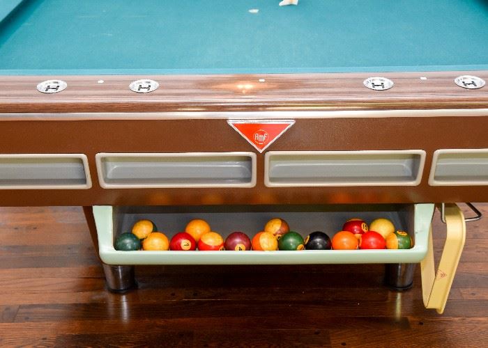 BUY IT NOW! Lot #120, Fantastic Vintage Style AMF Pool Table with Table Cover & Cue Sticks, $600 
