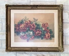 E. Mosley Water Color Painting - Still Life w/Roses (image size 25"x18") 375.00