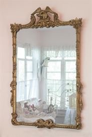 1930's All Wood Gilt Eagle Crest Plate Glass Mirror (30"x48") 450.00