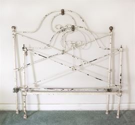 Vintage Iron & Brass Single Bed Headboard, Footboard & Frame 135.00