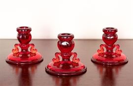 Ruby Glass Candlestick Holders 9.00 each