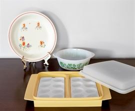 Vintage Bakeware, Painted Bowl, Egg Carrier