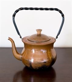 Copper Kettle w/Wrought Iron Handle 15.00