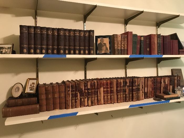 Many antique books, late 1800s - early 1900s
