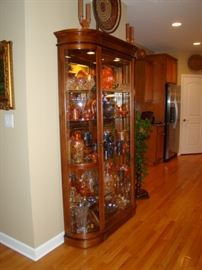 Glass curio cabinet with lights