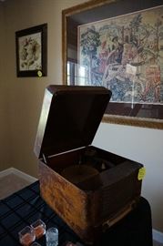 Vintage record player and radio 