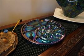 carnival glass server dish