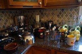 kitchen dishes, tea kettle, pitcher