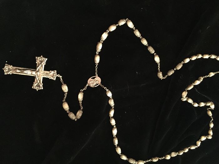 Beautiful old largecsterling rosary discovered tucked away in the barn--the stories this rosary could tell!!