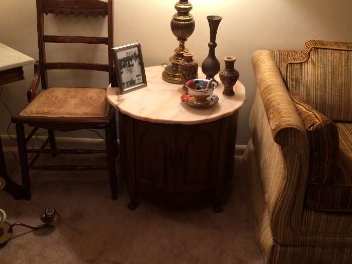 Vintage Marble Top Round End Table