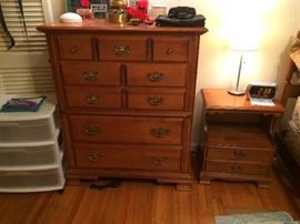 Vintage Tell City Maple Chest of Drawers and Nightstands