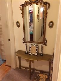 Gold Framed Mirror, Hall Table