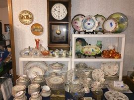 Occupied Japan Dish Set, RS Prussia Cups and Saucers, Carnival Glass, Cut Glass, Hand Painted Bavarian Plates, Vintage Amber Grapes, Bristol Glass Cameo Vase, Rose Point Bowl, Haviland Dish Set