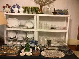 Noritake Glenwood Dish Set, Vintage Glass Sets, Imperial Glass Candlewick, Flow Blue Plate, Salt Glaze Cuspidor