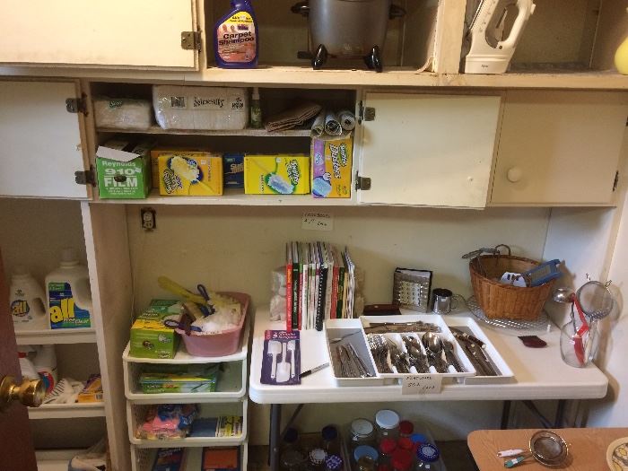 Cleaning Supplies, Flatware, Rowenta Iron,