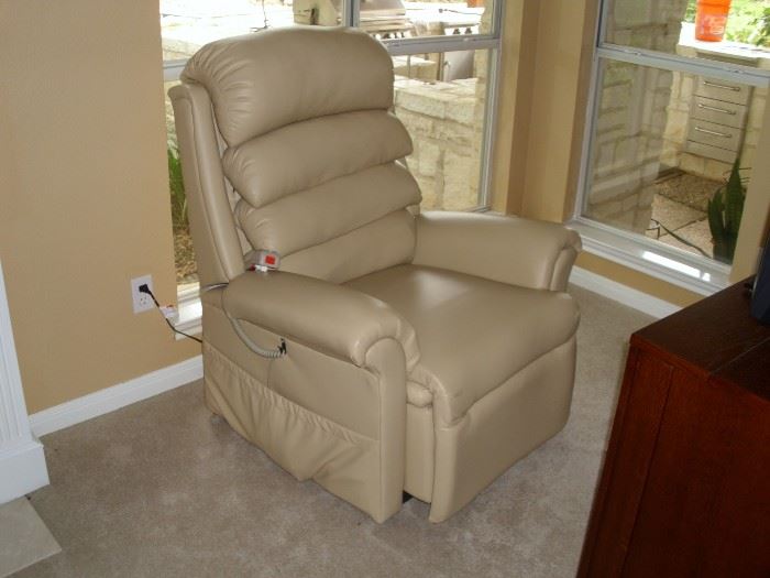 Deer skin recliner, lift and massage chair