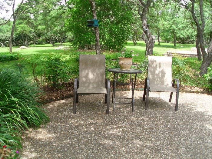 Lawn chairs and table