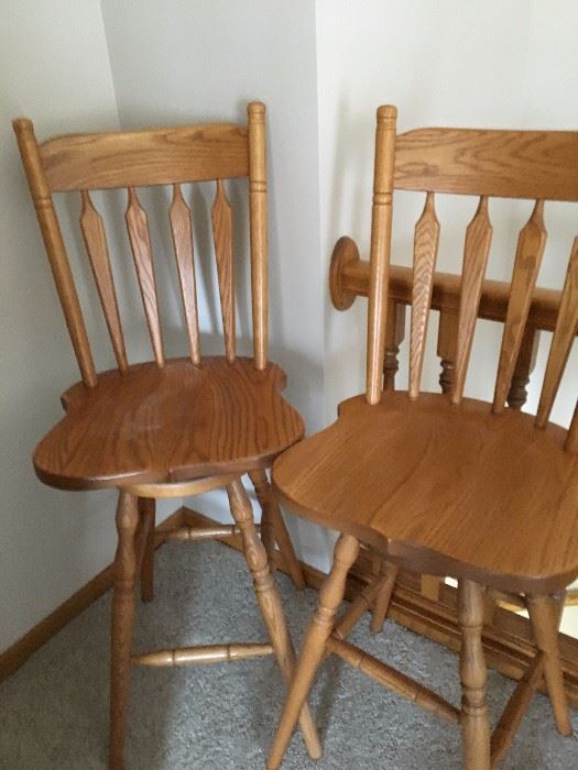 2 oak bar stools