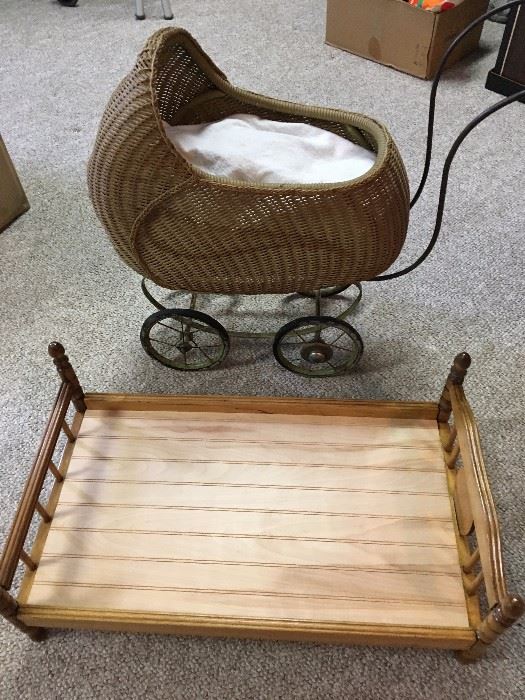 child's doll buggy and bed