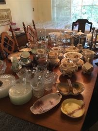 Glassware, Danish Modern Dining Table w/leaves