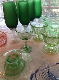 Green Glassware, depression glass