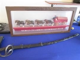 Budweiser sign; European sabre