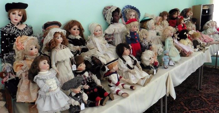Dolls! Dolls! Dolls. Mostly crafted by the artist/owner. Some vintage and antique.