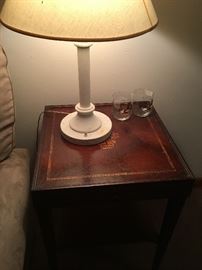 Leather top side table.