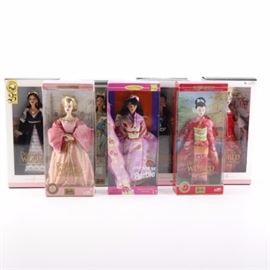 Barbie "Dolls of the World" Collection: A collection of Barbie Dolls of the World. This collection of seven dolls from Barbie features Dolls of the World including Japanese Barbie. Also included is Princess of Japan, a 25th-anniversary edition of Princess of the Renaissance, Princess of England. Also included is Princess of Cambodia and the Princess of the Navajo and a 25th-anniversary edition_Princess of Imperial Russia_. All dolls are their original boxes.