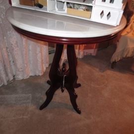 Marble Lyre Base Marble Top Table