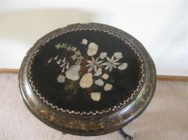 Papier maché top with inlaid mother of pearl accent