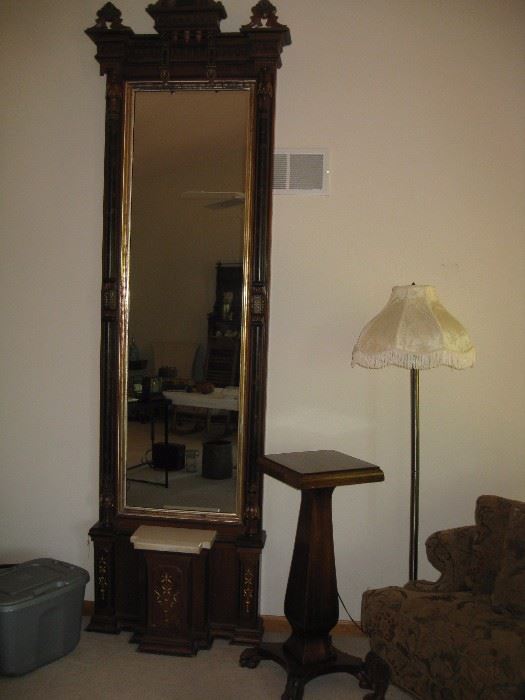 Fabulous peer mirror!  Approximately 11' tall with a marble topper on the seat below.
