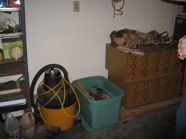 Shop vac and solid wood 2-part cubby cabinet