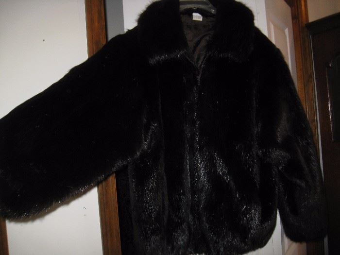Black zip up fur jacket