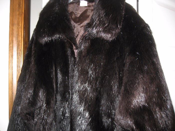 Close up of black fur jacket
