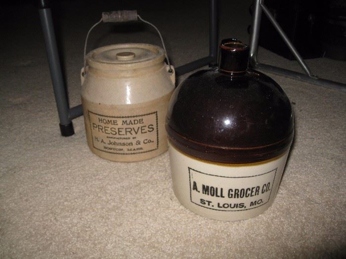 St Louis crock jug and other crock